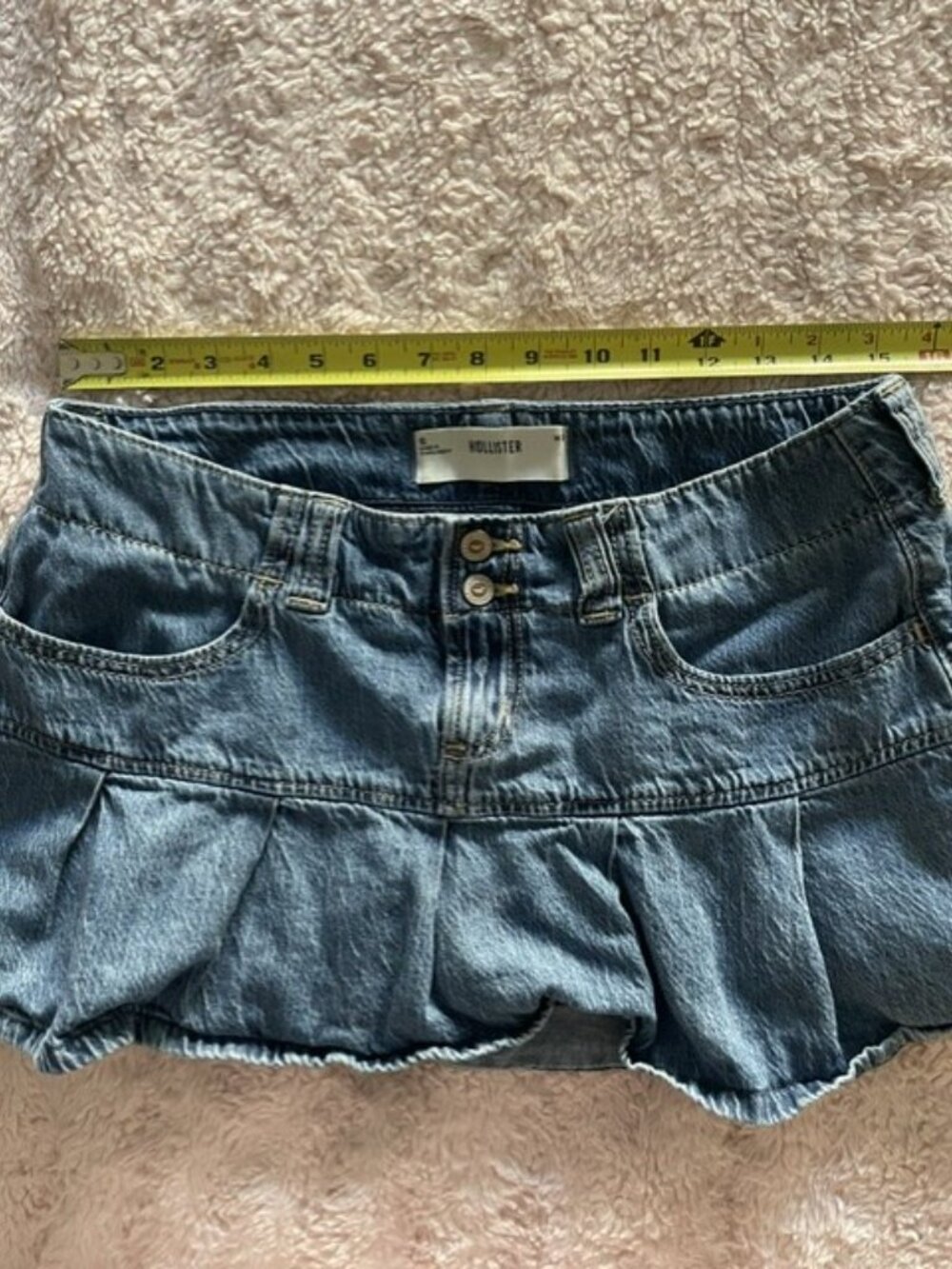 Hollister Y2K Low Rise Pleated Denim Mini Skort Size 10 - Picture 5 of 6